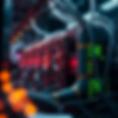 A visual representation of a cryptocurrency mining rig in action