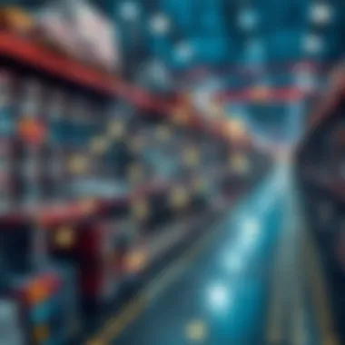 A visual representation of blockchain technology connecting various sectors of supply chain management.