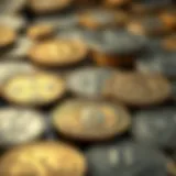 A detailed close-up of various collector coins showcasing historical designs