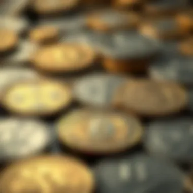 Historical Collector Coins A detailed close-up of various collector coins showcasing historical designs