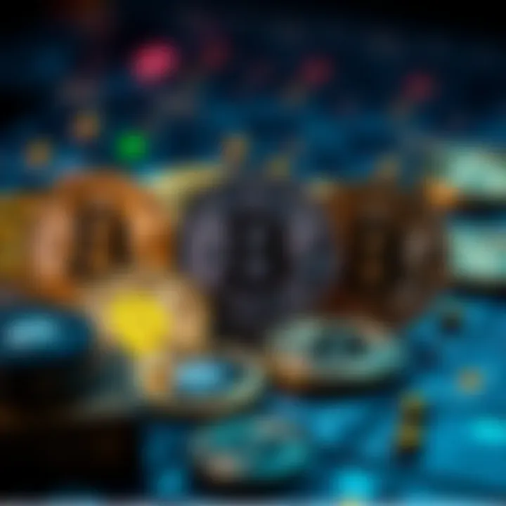 Visual representation of different cryptocurrencies