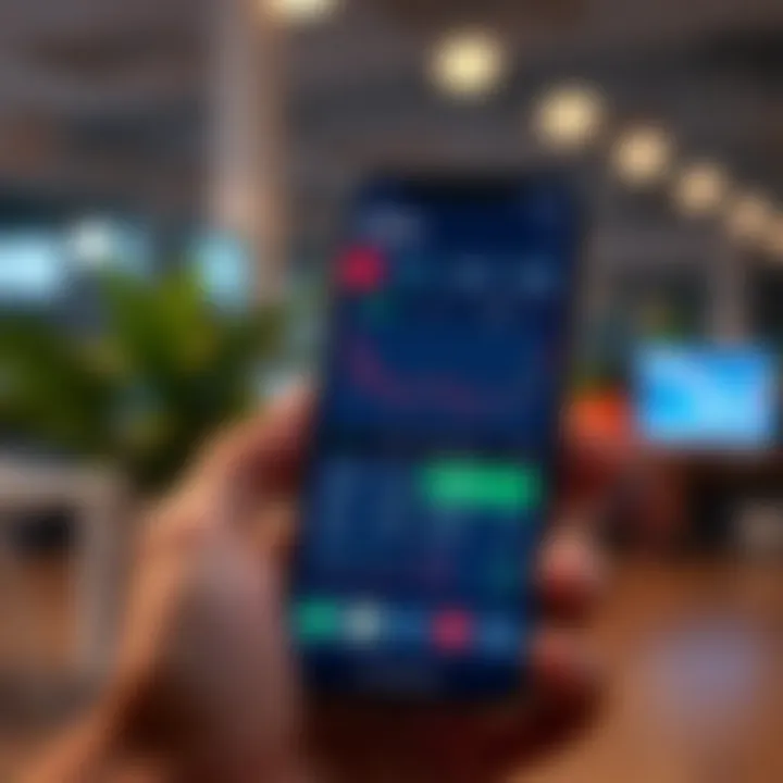 A mobile device displaying trading statistics