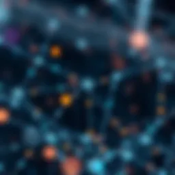 Visual representation of blockchain network nodes and connections