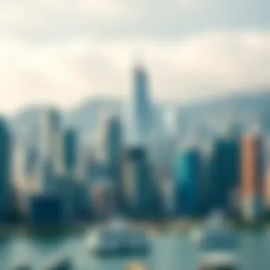 A panoramic view of Hong Kong's financial district showcasing modern skyscrapers