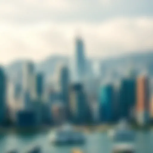 Hong Kong's Financial District A panoramic view of Hong Kong's financial district showcasing modern skyscrapers