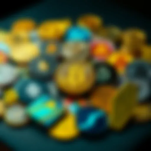 A visual representation of various cryptocurrencies showcasing their logos and symbols