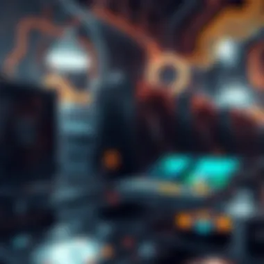 Emerging Trends in Cryptocurrency Mining A futuristic depiction of trends in cryptocurrency mining including renewable energy sources.
