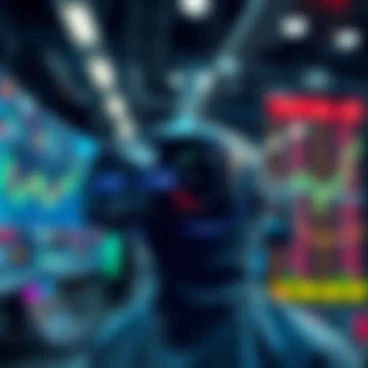 Virtual reality stock trading interface with interactive elements