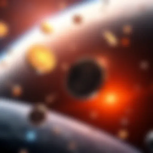 A futuristic depiction of space coins orbiting a planet.