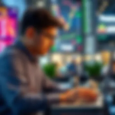 Informed Investment Strategies An investor analyzing data on a laptop about metaverse stocks