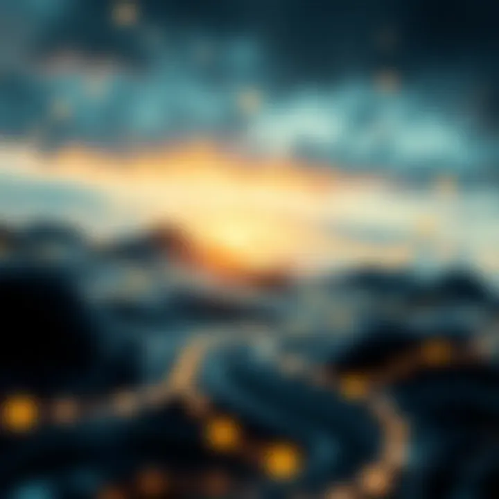 Abstract representation of regulatory frameworks surrounding cryptocurrencies