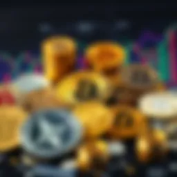 A digital representation of various cryptocurrencies