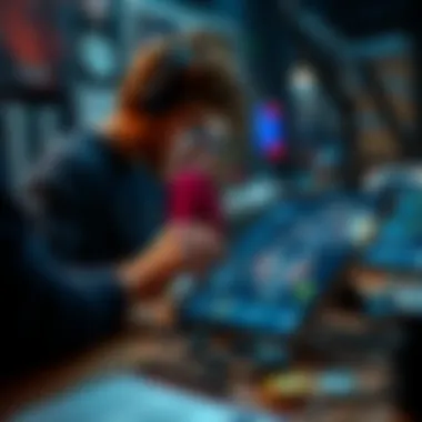 An artist creating digital art for NFTs on a tablet