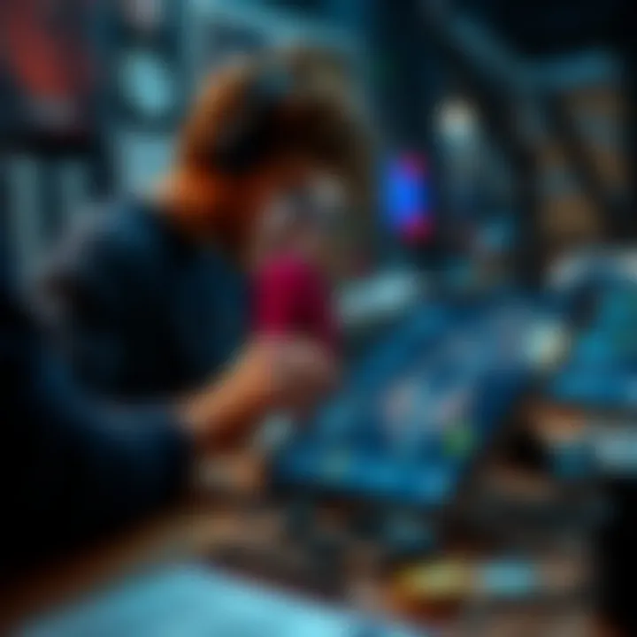 An artist creating digital art for NFTs on a tablet