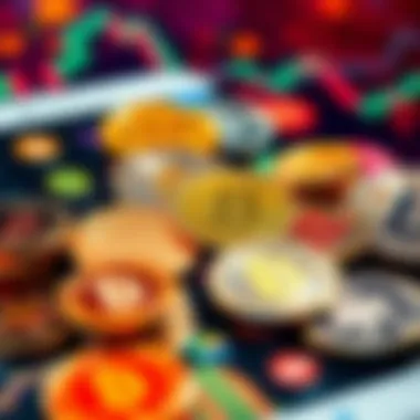 Overview of various cryptocurrencies available in an app