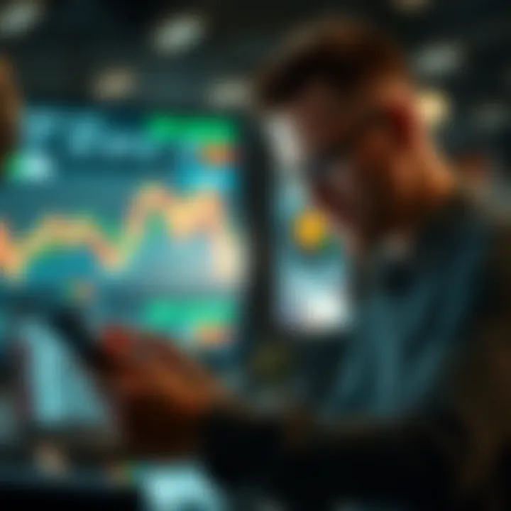 Investor analyzing market data on a digital device