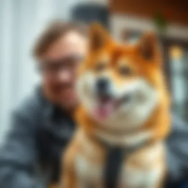 Happy Shiba Inu with owner