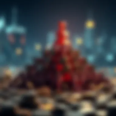 Conceptual illustration of a Ponzi scheme pyramid