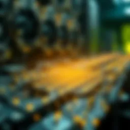 Visual representation of blockchain technology powering cryptocurrency mining