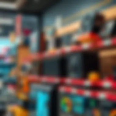 Local Retailer of Crypto Mining Equipment A local retailer displaying crypto mining equipment on shelves.